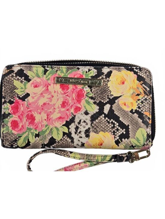Betsey Johnson Handbags - Vintage Betsey Johnson Floral Snakeskin Wristlet Wallet Boho